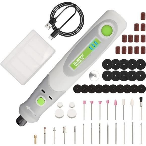 Cordless Rotary Tool, 4V Rotary Tool Kit with 58Pcs Accessories, 3 Speed - Picture 1 of 7